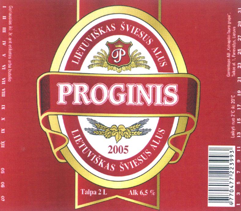 Prekės ženklas: PROGINIS LIETUVIŠKAS ŠVIESUS ALUS 2005